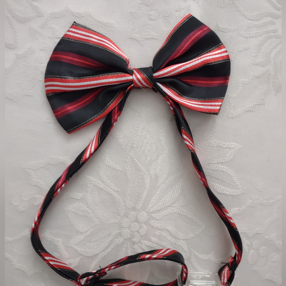 Striped Black Red White Bow Tie